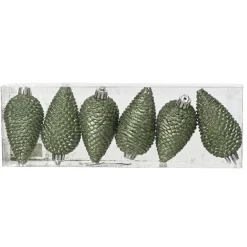 KAEMINGK Lot de 6 pommes de pin à suspendre (H8 cm) Alpine Vert romarin Outlet