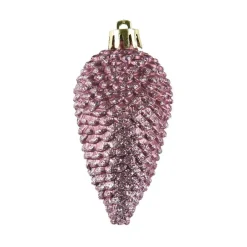 KAEMINGK Lot de 6 pommes de pin à suspendre (H8 cm) Alpine Vieux rose Hot
