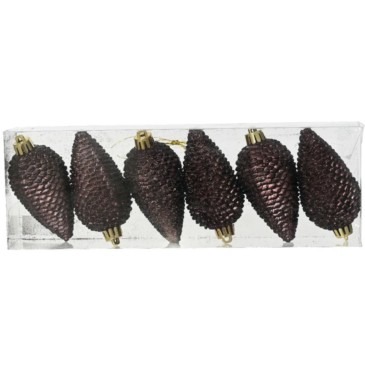 KAEMINGK Lot de 6 pommes de pin à suspendre (H8 cm) Alpine Noir truffé Hot