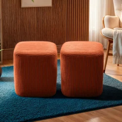 EMINZA Lot de 2 poufs en velours (H38 cm) Shan Terracotta Online
