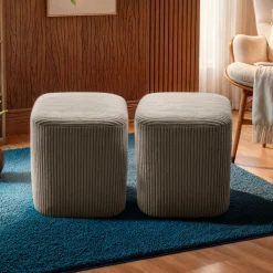 EMINZA Lot de 2 poufs en velours (H38 cm) Shan Taupe Online