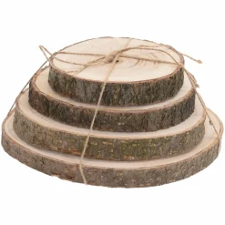 KOOPMAN Lot de 4 rondins décoratifs Paulownia Naturel Discount