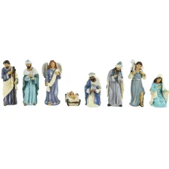 KAEMINGK Lot de 8 santons (Hauteur 15 cm) de Clémence Bleu Sale