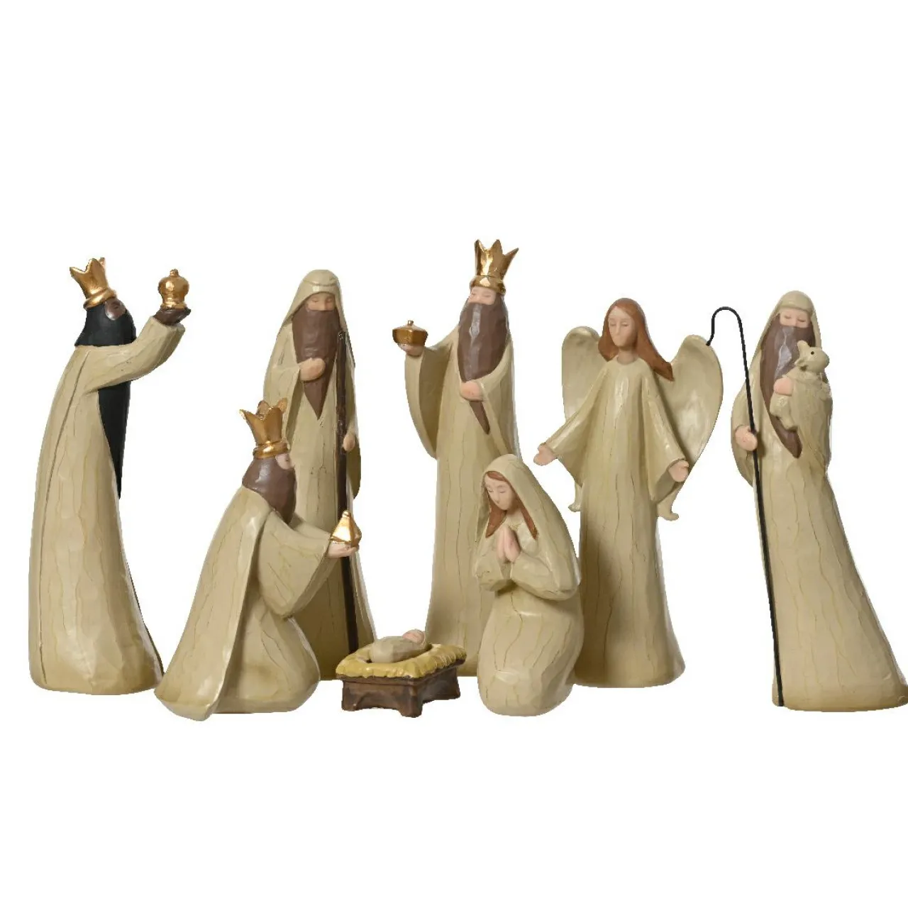 KAEMINGK Lot de 8 santons (Hauteur 20 cm) de Juliette Beige Outlet
