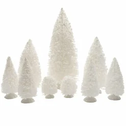 KAEMINGK Lot de 9 sapins pour aménager un village Blanc Discount