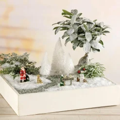 KAEMINGK Lot de 9 sapins pour aménager un village Blanc Discount