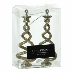 KOOPMAN Lot de 2 sapins de Noël à suspendre (H11 cm) Spirale Or Best