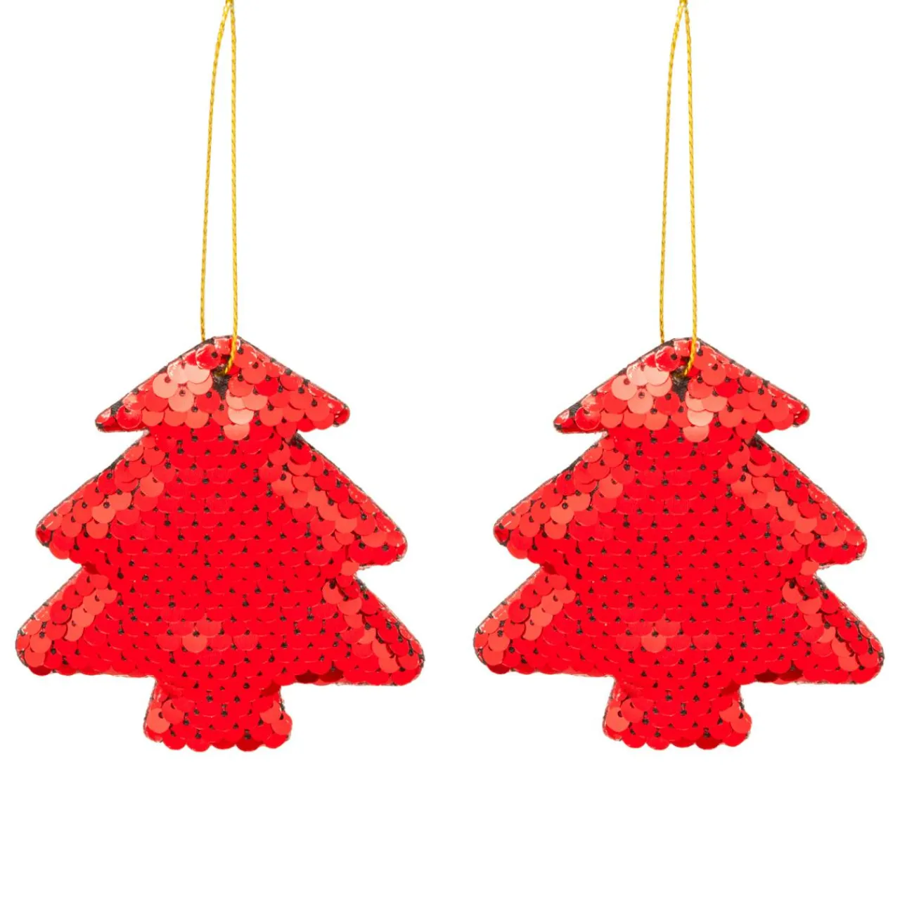 JJA Lot de 2 sapins à suspendre (H9 cm) Sequins Rouge Best