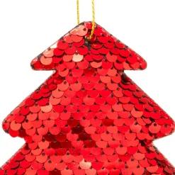 JJA Lot de 2 sapins à suspendre (H9 cm) Sequins Rouge Best