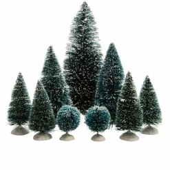 KAEMINGK Lot de 9 sapins Vert enneigé pour aménager un village Sapin enneigé Discount