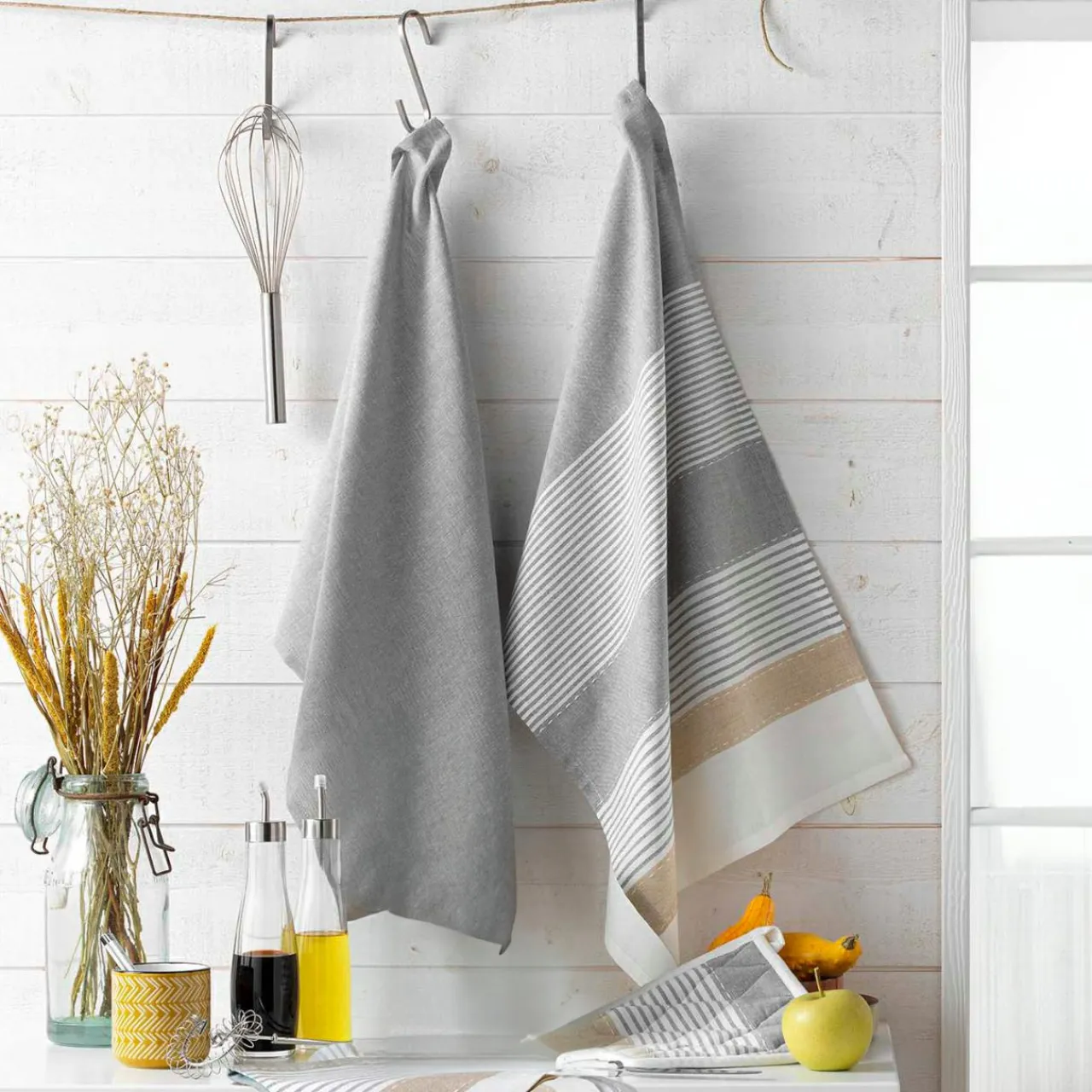 douceur d'intu017drieur Lot de 3 serviettes coton tissé (40 x 40 cm) Iliabe hes Blanc Discount