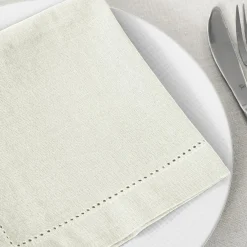 ATMOSPHERA Lot de 4 serviettes coton (40 x 40 cm) Chambray Ecru New