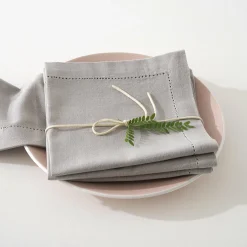 ATMOSPHERA Lot de 4 serviettes coton (40 x 40 cm) Chambray Gris clair Sale