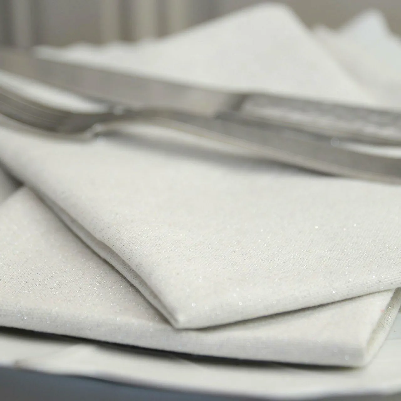 L'EFFET PAPILLON Lot de 3 serviettes coton (40 x 40 cm) Etincelle Ecru Sale