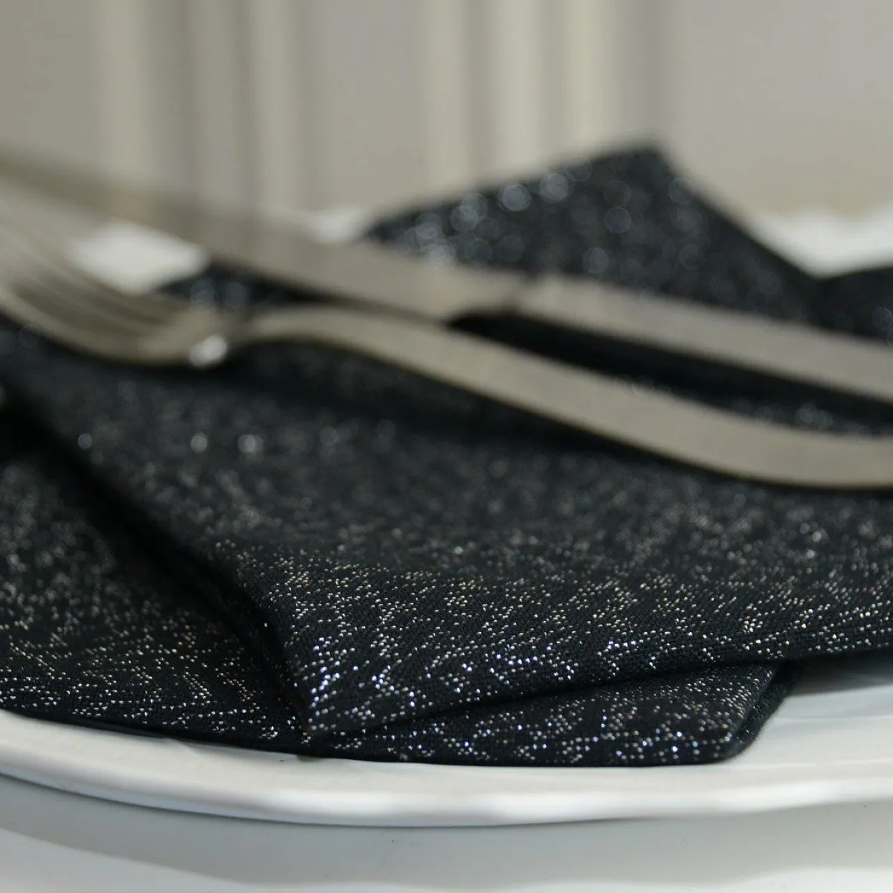 L'EFFET PAPILLON Lot de 3 serviettes coton (40 x 40 cm) Etincelle es Noir New