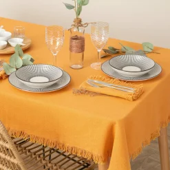 ATMOSPHERA Lot de 2 serviettes coton (40 x 40 cm) Maha Jaune ocre Best
