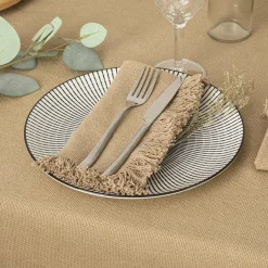 ATMOSPHERA Lot de 2 serviettes coton (40 x 40 cm) Maha Beige Discount
