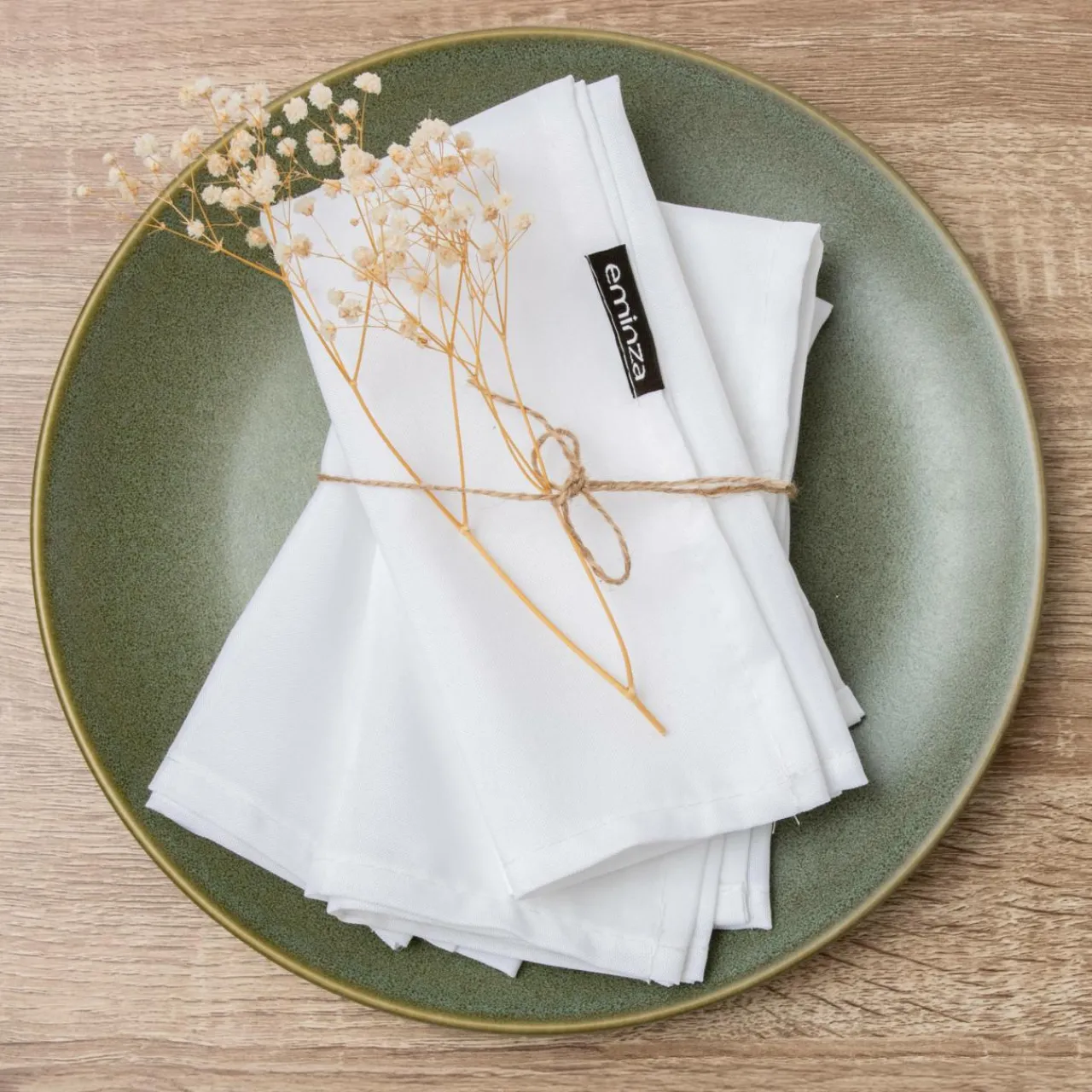 EMINZA Lot de 3 serviettes de table polyester (40 x 40 cm) Elise hes Blanc Best
