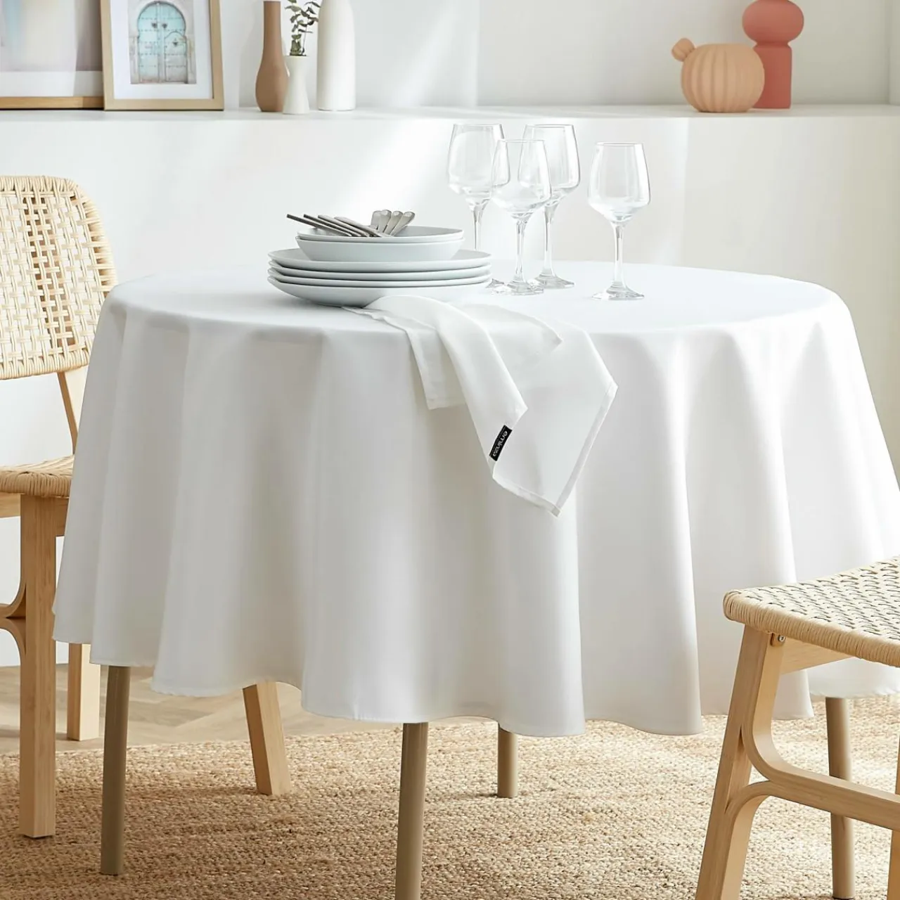 EMINZA Lot de 3 serviettes de table polyester (40 x 40 cm) Elise hes Blanc Best