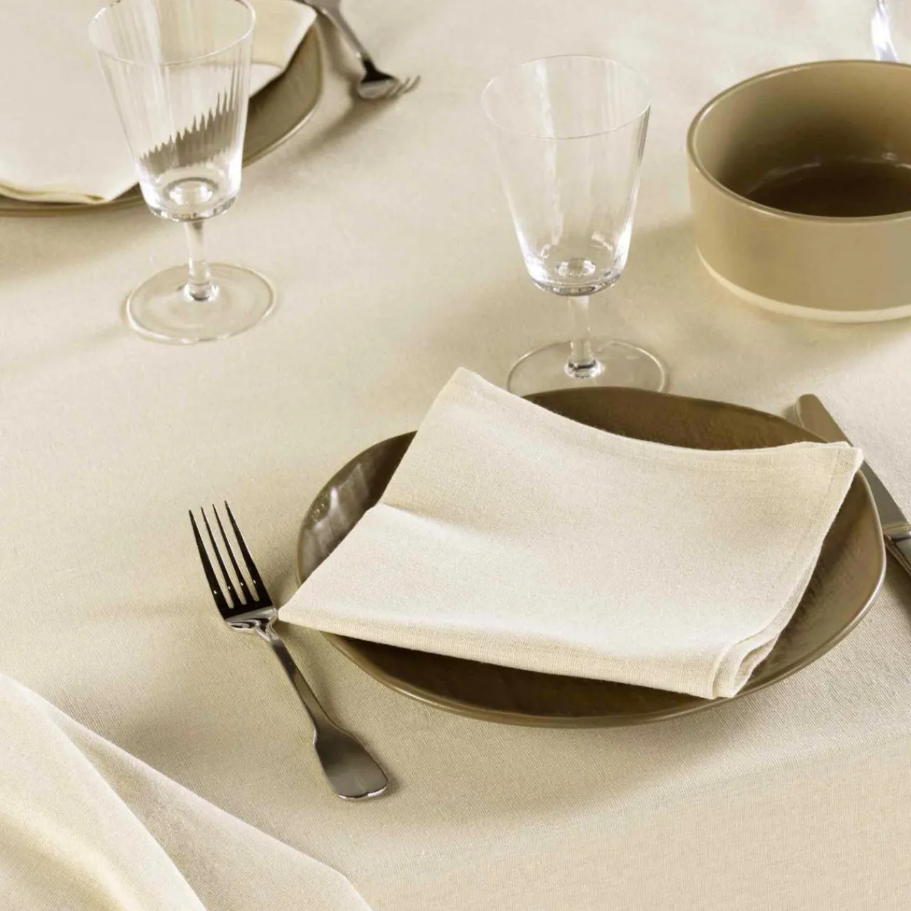 douceur d'intu017drieur Lot de 3 serviettes en coton (40 x 40 cm) Serafine Ecru Sale