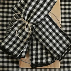 EMINZA Lot de 3 serviettes gaze de coton (40 x 40 cm) Gaïa vichy e Noir Hot