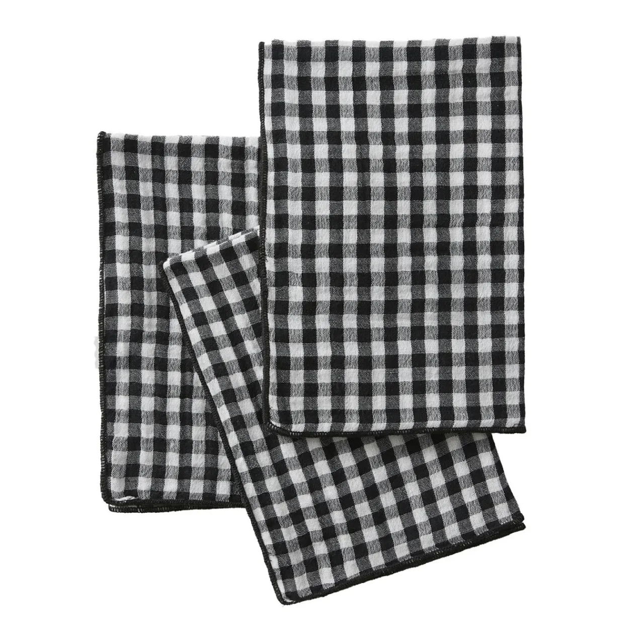 EMINZA Lot de 3 serviettes gaze de coton (40 x 40 cm) Gaïa vichy e Noir Hot