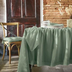 EMINZA Lot de 3 serviettes gaze de coton (40 x 40 cm) Gaïa Vert Eucalyptus New