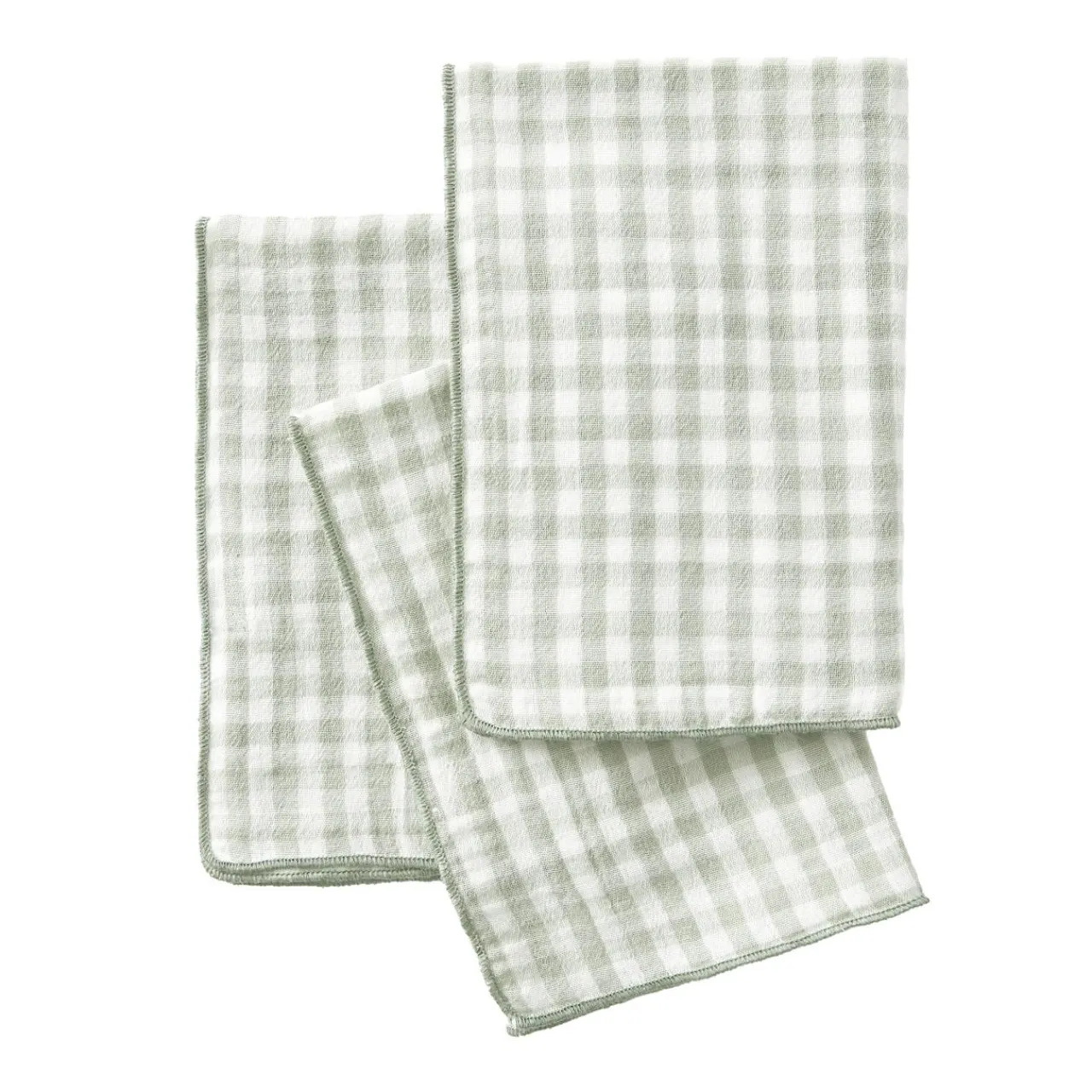 EMINZA Lot de 3 serviettes gaze de coton (40 x 40 cm) Gaïa vichy Vert Eucalyptus New