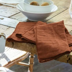 EMINZA Lot de 3 serviettes gaze de coton (40 x 40 cm) Gaïa Terracotta Online