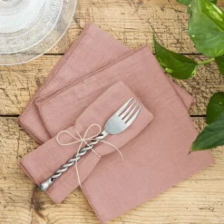 EMINZA Lot de 3 serviettes gaze de coton (40 x 40 cm) Gaïa Rose Pêche Outlet