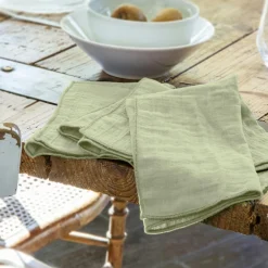 EMINZA Lot de 3 serviettes gaze de coton (40 x 40 cm) Gaïa Vert tilleul Best