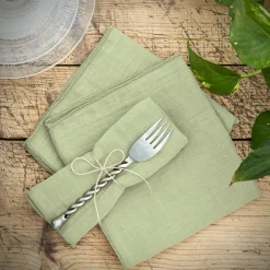 EMINZA Lot de 3 serviettes gaze de coton (40 x 40 cm) Gaïa Vert tilleul Best