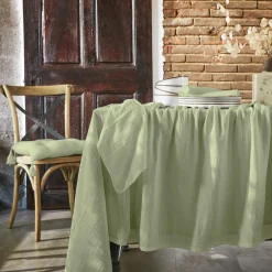 EMINZA Lot de 3 serviettes gaze de coton (40 x 40 cm) Gaïa Vert tilleul Best