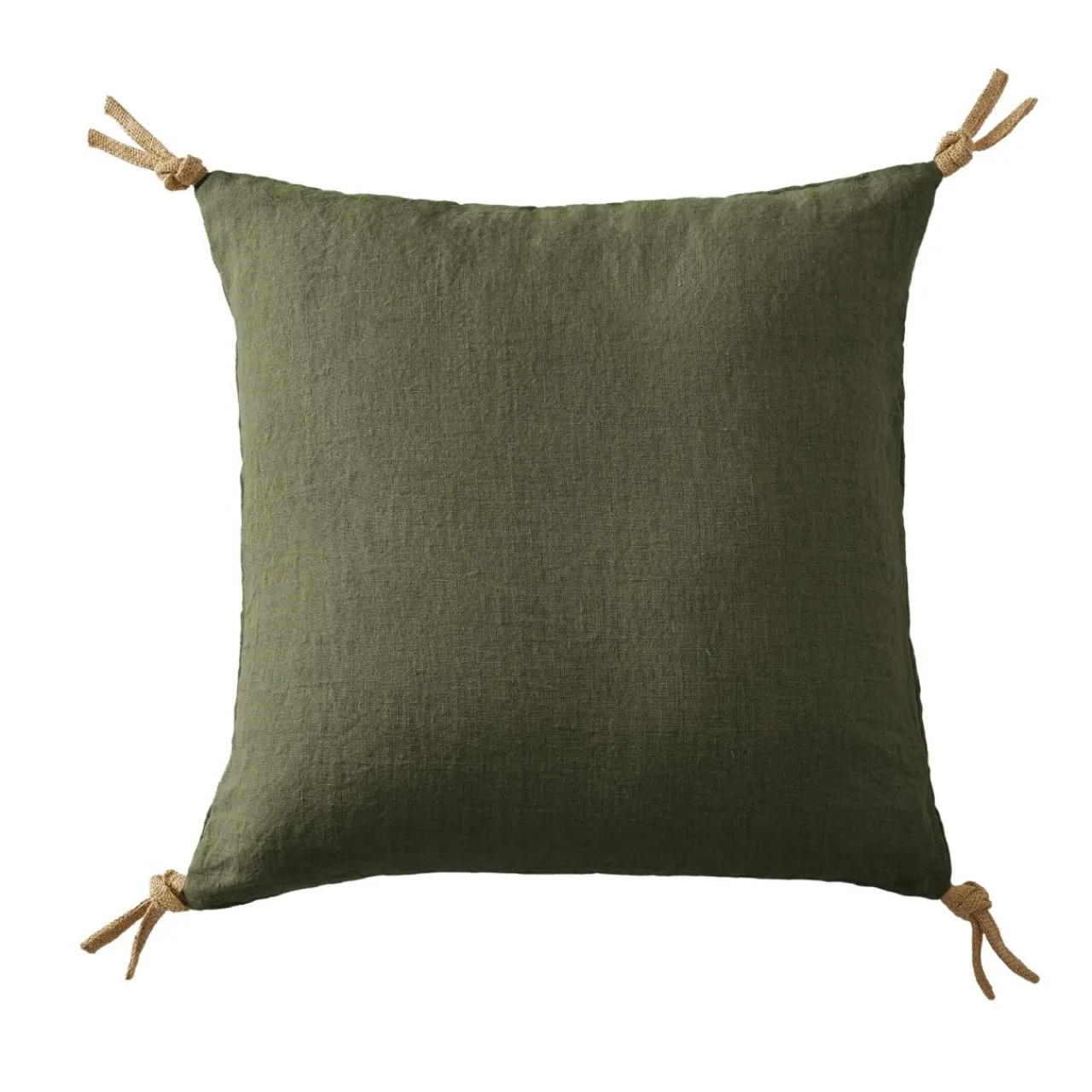 EMINZA Lot de 3 serviettes lin lavé (40 x 40 cm) Louise Vert romarin New