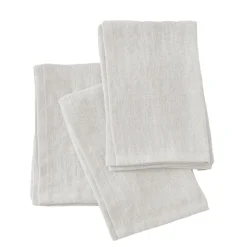 EMINZA Lot de 3 serviettes lin lavé (40 x 40 cm) Louise hes Blanc Discount