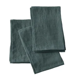 EMINZA Lot de 3 serviettes lin lavé (40 x 40 cm) Louise Gris ardoise Best