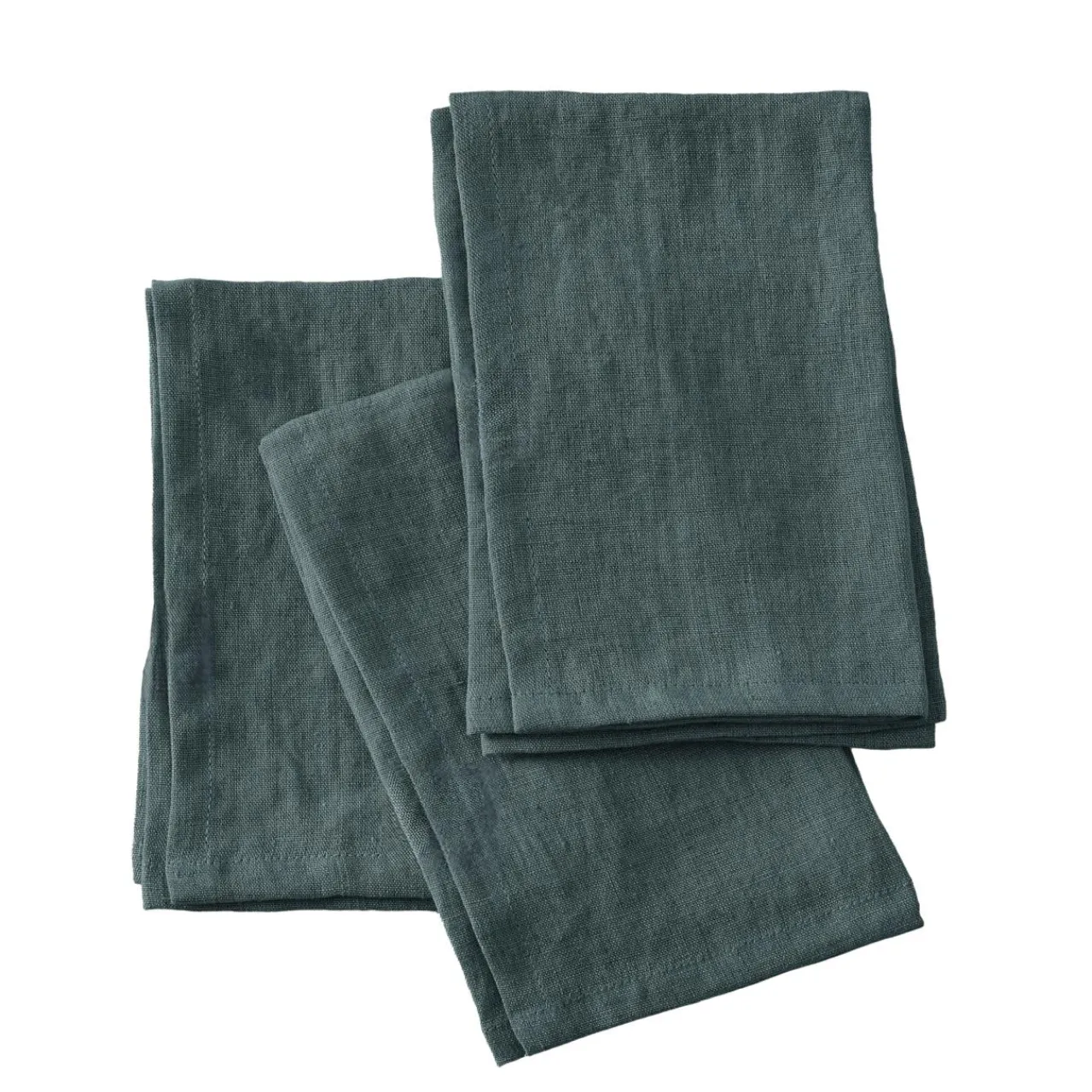 EMINZA Lot de 3 serviettes lin lavé (40 x 40 cm) Louise Gris ardoise Best