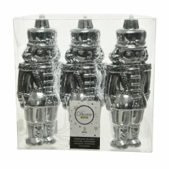 KAEMINGK Lot de 3 soldats Casse-noisette à suspendre (H14 cm) Gédéon Argent New