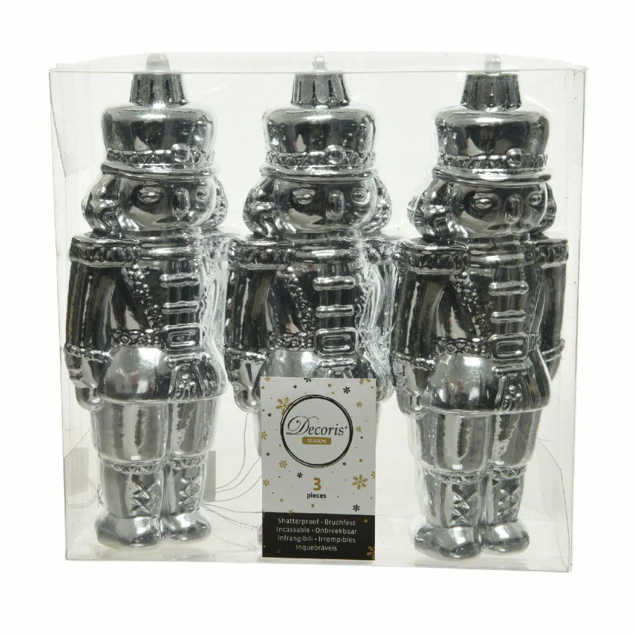 KAEMINGK Lot de 3 soldats Casse-noisette à suspendre (H14 cm) Gédéon Argent New