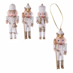 KOOPMAN Lot de 3 soldats Casse-noisette à suspendre (H12 cm) Cy Blanc Or Sale