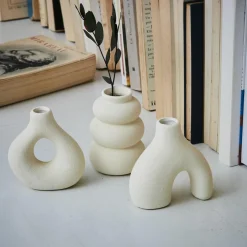 Atmosphera, cru017dateur d'intu017drieur Lot de 3 soliflores céramique (H9 cm) Iora Blanc Best