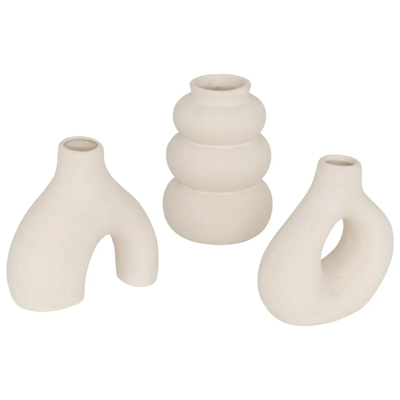 Atmosphera, cru017dateur d'intu017drieur Lot de 3 soliflores céramique (H9 cm) Iora Blanc Best