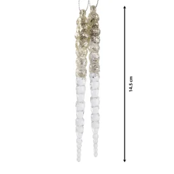 KAEMINGK Lot de 2 stalactites à suspendre (H14 cm) Glace doré Transparent New