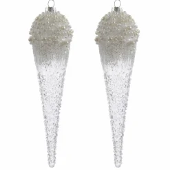KAEMINGK Lot de 2 stalactites à suspendre (H24 cm) Cornet de glace Transparent Outlet