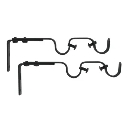 LUANCE Lot de 2 supports tringles doubles extensibles (L165 - L190 / D20 mm) Jim gouttière mat Noir Outlet