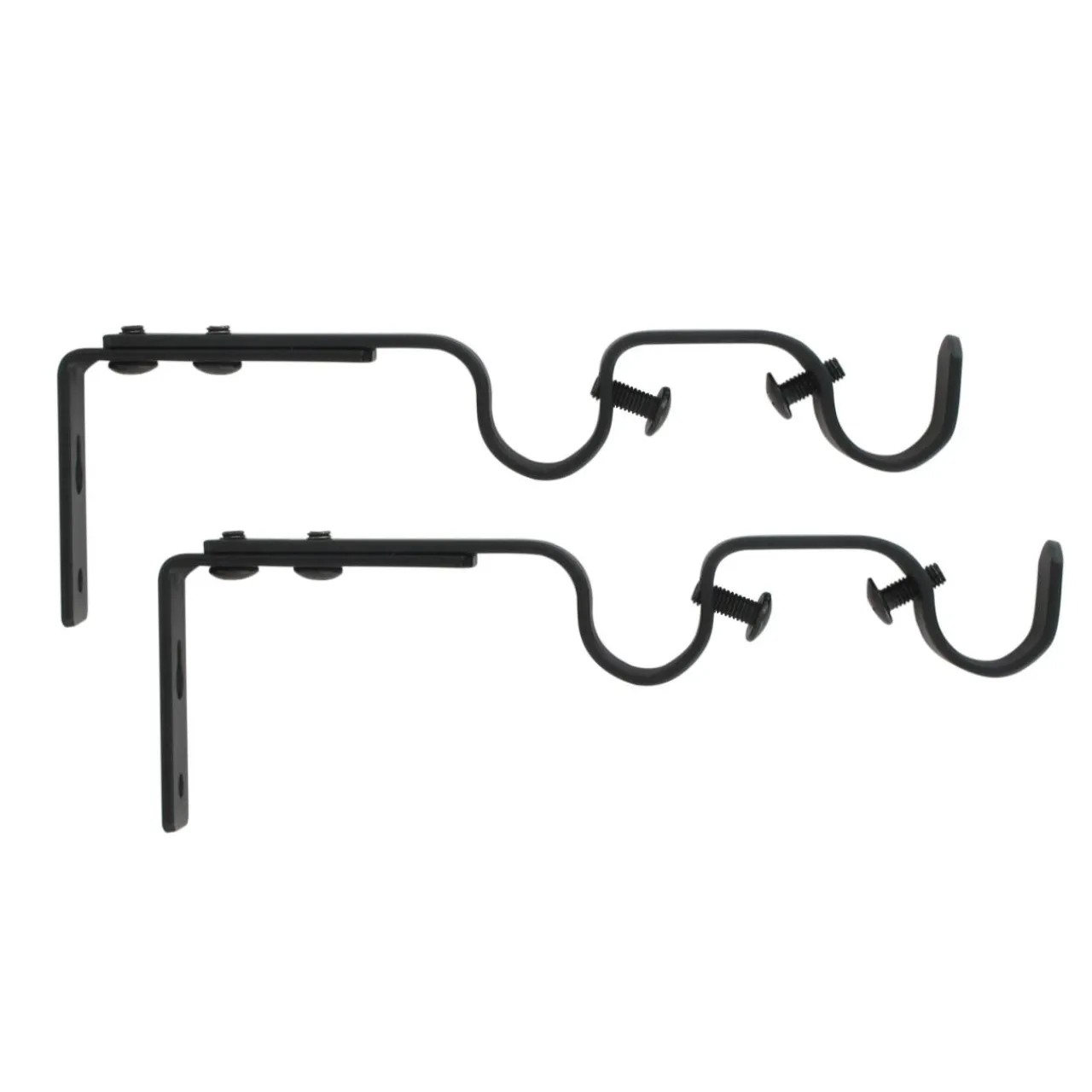 LUANCE Lot de 2 supports tringles doubles extensibles (L165 - L190 / D20 mm) Jim gouttière mat Noir Outlet