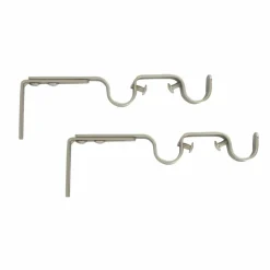 LUANCE Lot de 2 supports tringles doubles extensibles (L165 - L190/ D20 mm) Jim gouttière Argent Hot