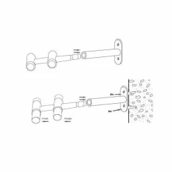 LUANCE Lot de 2 supports tringles doubles extensibles (L150 - 195 / D20) Jim patiné Noir Clearance