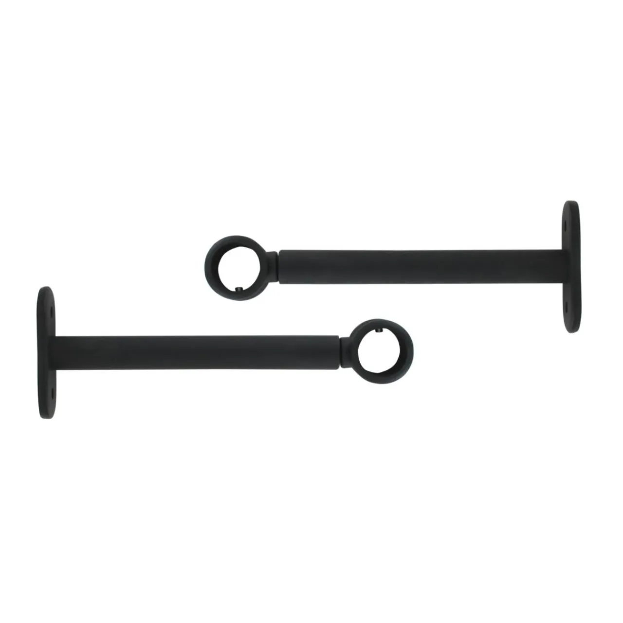 LUANCE Lot de 2 supports tringles extensibles (L150 - L190 / D20 mm) Jim mat Noir