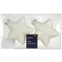 KAEMINGK Lot de 2 suspensions de Noël en verre (H10 cm) Étoiles Céleste Blanc laine Online